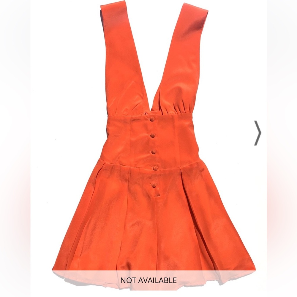 Vanessa Mooney Women’s The Venus Romper Neon Coral Silk Sz XS